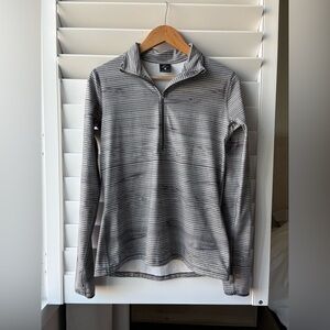 Nike Women's Zip-Up half zip gray stripe athletic dri-fit top